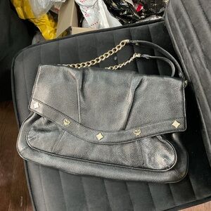 Black Leather Chain Shoulder Bag